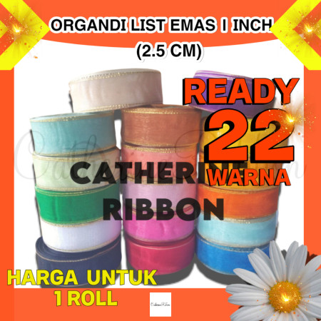 Pita Organdi List Emas 1" (25 Yard)/01